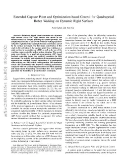 Extended Capture Point and Optimization-based Control for Quadrupedal
  Robot Walking on Dynamic Rigid Surfaces