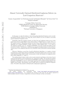 Almost Universally Optimal Distributed Laplacian Solvers via
  Low-Congestion Shortcuts