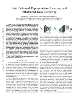 Joint Debiased Representation Learning and Imbalanced Data Clustering