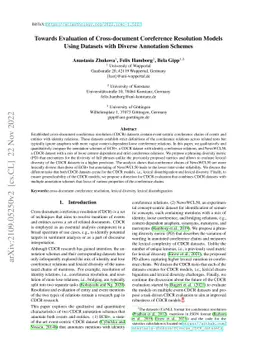 Towards Evaluation of Cross-document Coreference Resolution Models Using
  Datasets with Diverse Annotation Schemes