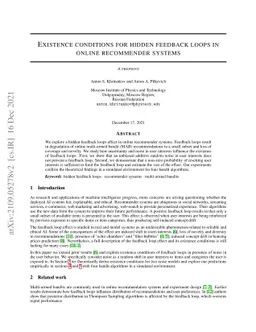 Existence conditions for hidden feedback loops in online recommender
  systems