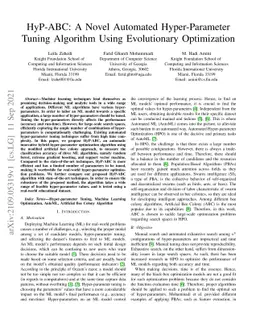 HyP-ABC: A Novel Automated Hyper-Parameter Tuning Algorithm Using
  Evolutionary Optimization