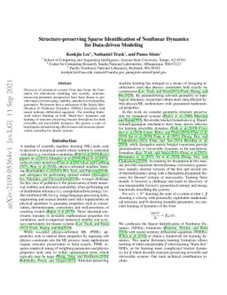 Structure-preserving Sparse Identification of Nonlinear Dynamics for
  Data-driven Modeling