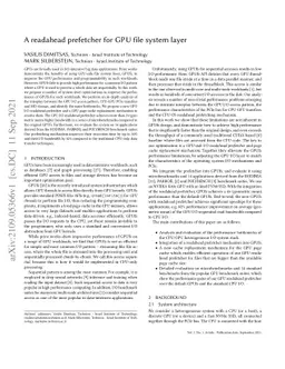 A readahead prefetcher for GPU file system layer