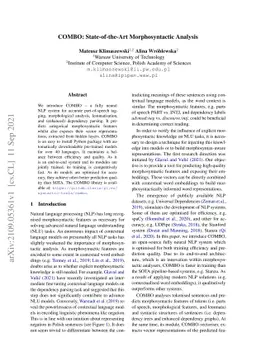 COMBO: State-of-the-Art Morphosyntactic Analysis