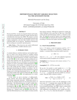 Differentially Private Variable Selection via the Knockoff Filter