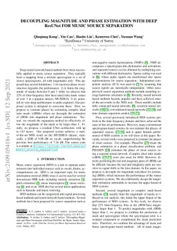 Decoupling Magnitude and Phase Estimation with Deep ResUNet for Music
  Source Separation