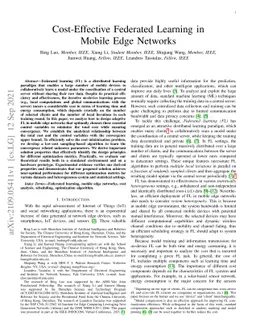 Cost-Effective Federated Learning in Mobile Edge Networks
