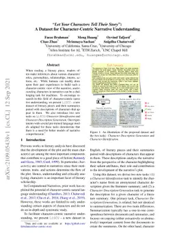 "Let Your Characters Tell Their Story": A Dataset for Character-Centric
  Narrative Understanding