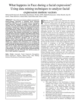 What happens in Face during a facial expression? Using data mining
  techniques to analyze facial expression motion vectors
