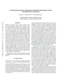 Unsupervised Domain Adaptation Schemes for Building ASR in Low-resource
  Languages