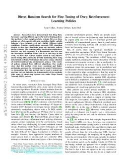 Direct Random Search for Fine Tuning of Deep Reinforcement Learning
  Policies