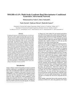 MSGDD-cGAN: Multi-Scale Gradients Dual Discriminator Conditional
  Generative Adversarial Network