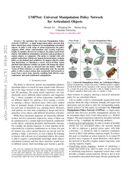 UMPNet: Universal Manipulation Policy Network for Articulated Objects
