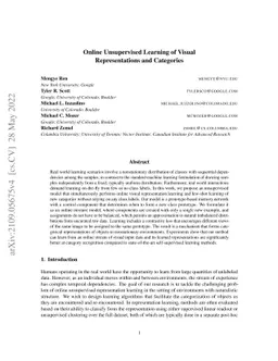 Online Unsupervised Learning of Visual Representations and Categories