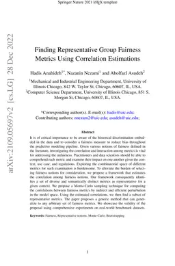 Finding Representative Group Fairness Metrics Using Correlation
  Estimations