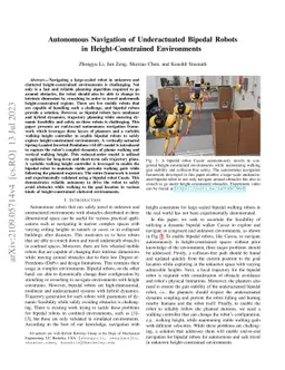 Autonomous Navigation of Underactuated Bipedal Robots in
  Height-Constrained Environments