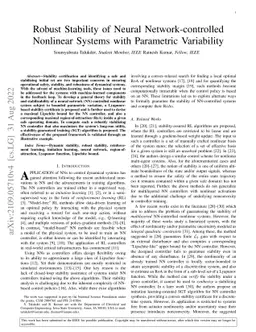 Robust Stability of Neural Network-controlled Nonlinear Systems with
  Parametric Variability