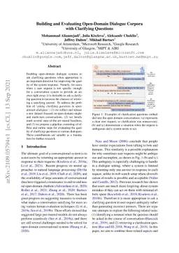 Building and Evaluating Open-Domain Dialogue Corpora with Clarifying
  Questions