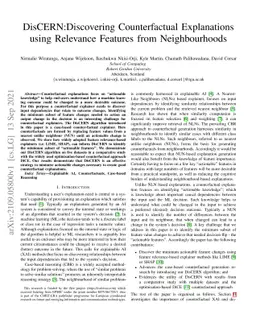 DisCERN:Discovering Counterfactual Explanations using Relevance Features
  from Neighbourhoods
