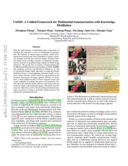UniMS: A Unified Framework for Multimodal Summarization with Knowledge
  Distillation