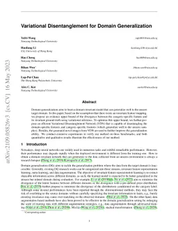 Variational Disentanglement for Domain Generalization