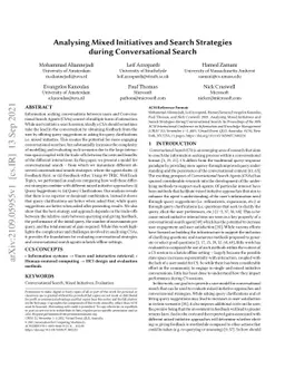 Analysing Mixed Initiatives and Search Strategies during Conversational
  Search