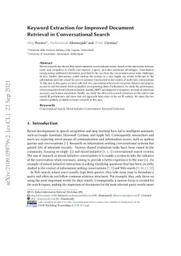 Keyword Extraction for Improved Document Retrieval in Conversational
  Search