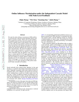 Online Influence Maximization under the Independent Cascade Model with
  Node-Level Feedback