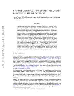 Uniform Generalization Bounds for Overparameterized Neural Networks