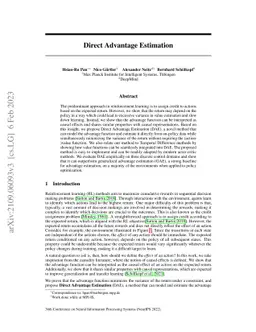 Direct Advantage Estimation