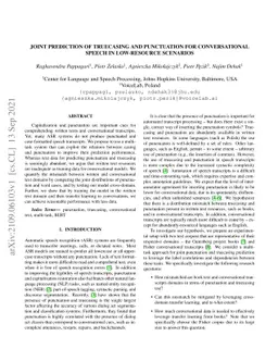 Joint prediction of truecasing and punctuation for conversational speech
  in low-resource scenarios