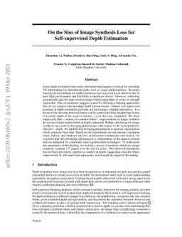On the Sins of Image Synthesis Loss for Self-supervised Depth Estimation
