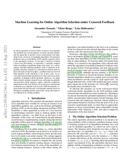 Machine Learning for Online Algorithm Selection under Censored Feedback