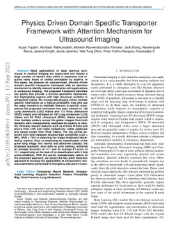 Physics Driven Domain Specific Transporter Framework with Attention
  Mechanism for Ultrasound Imaging