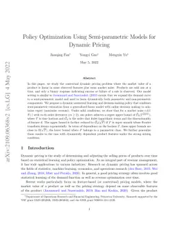Policy Optimization Using Semi-parametric Models for Dynamic Pricing