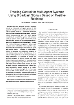 Tracking Control foe Multi-Agent Systems Using Broadcast Signals Based
  on Positive Realness