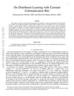 On Distributed Learning with Constant Communication Bits