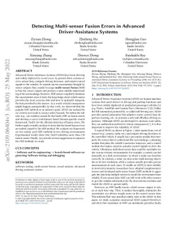 Detecting Multi-Sensor Fusion Errors in Advanced Driver-Assistance
  Systems