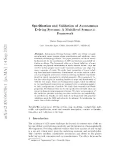 Specification and Validation of Autonomous Driving Systems: A Multilevel
  Semantic Framework