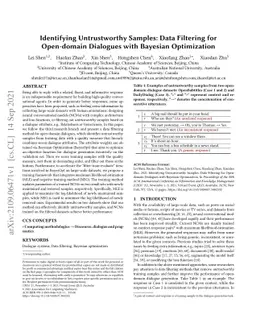 Identifying Untrustworthy Samples: Data Filtering for Open-domain
  Dialogues with Bayesian Optimization
