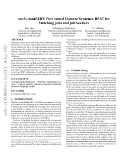 conSultantBERT: Fine-tuned Siamese Sentence-BERT for Matching Jobs and
  Job Seekers