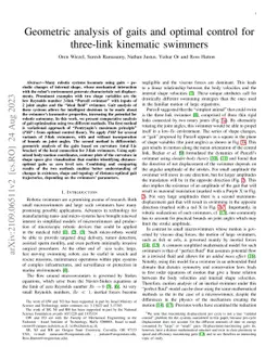 Geometric analysis of gaits and optimal control for three-link kinematic
  swimmers