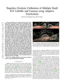 Targetless Extrinsic Calibration of Multiple Small FoV LiDARs and
  Cameras using Adaptive Voxelization