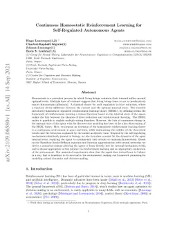 Continuous Homeostatic Reinforcement Learning for Self-Regulated
  Autonomous Agents