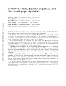 Locality in online, dynamic, sequential, and distributed graph
  algorithms