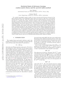 Statistical limits of dictionary learning: random matrix theory and the
  spectral replica method