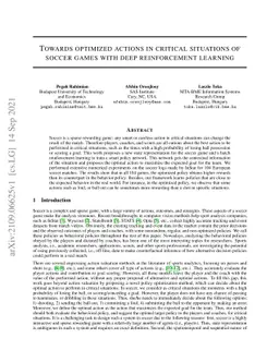 Towards optimized actions in critical situations of soccer games with
  deep reinforcement learning