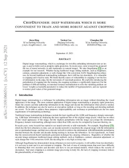 CropDefender: deep watermark which is more convenient to train and more
  robust against cropping