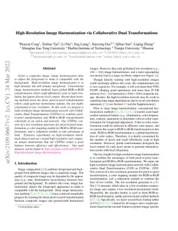 High-Resolution Image Harmonization via Collaborative Dual
  Transformations